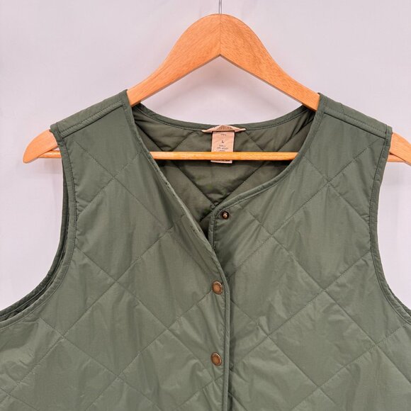 Duluth Trading Co Golden Harvest Quilted Vest‎ Womens Large Green Nylon Pockets - Picture 2 of 7